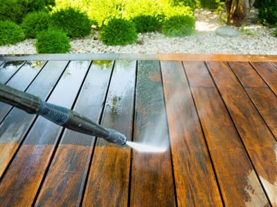 Clean deck after power washing