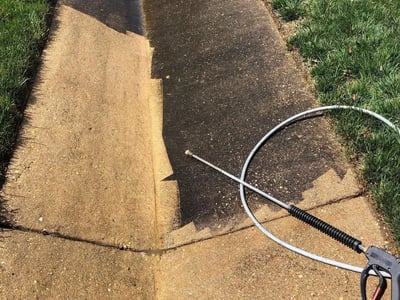 Before and after power washing