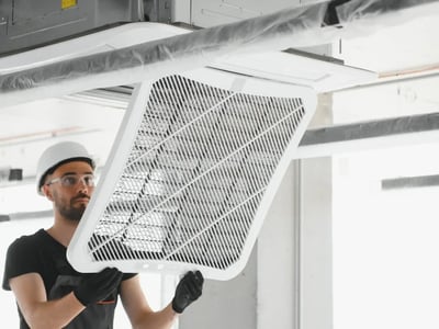 Dirty air duct before cleaning