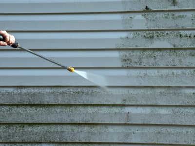 Before and after power washing